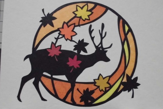 切り絵 鹿に紅葉: 鳥黄の作ってみたですよ♪